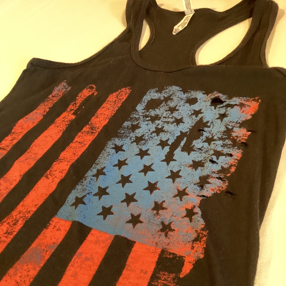 American flag distressed tank top